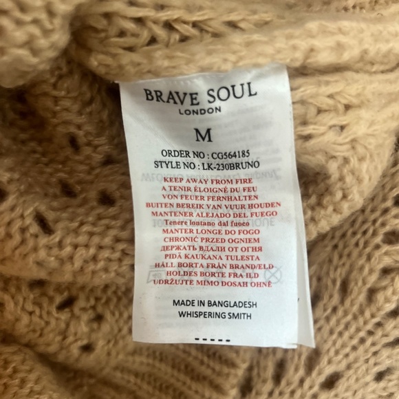 Brave Soul London Crew Neck Acrylic Open Knit Sweater Beige Size Medium - Picture 7 of 9